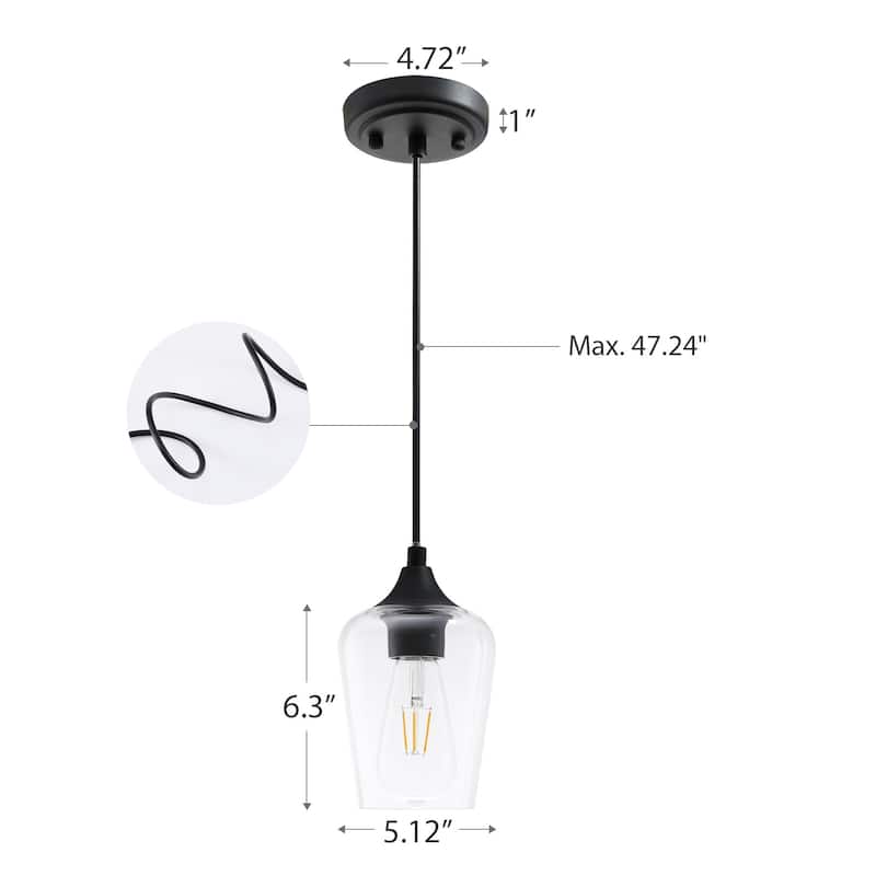 Modern Industrial Mini Pendant Lights with Adjustable Height, Set of 2