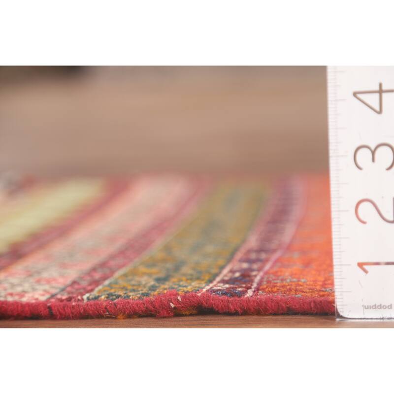 Chevron Style Kilim Shiraz Persian Square Rug Flatweave Wool Carpet - 1'7" x 1'8"