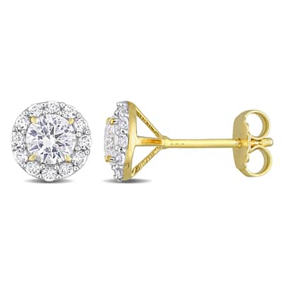 Miadora 1 3/4ct TGW Created White Sapphire Fashion Post Earrings in Yellow Plated Sterling Silver