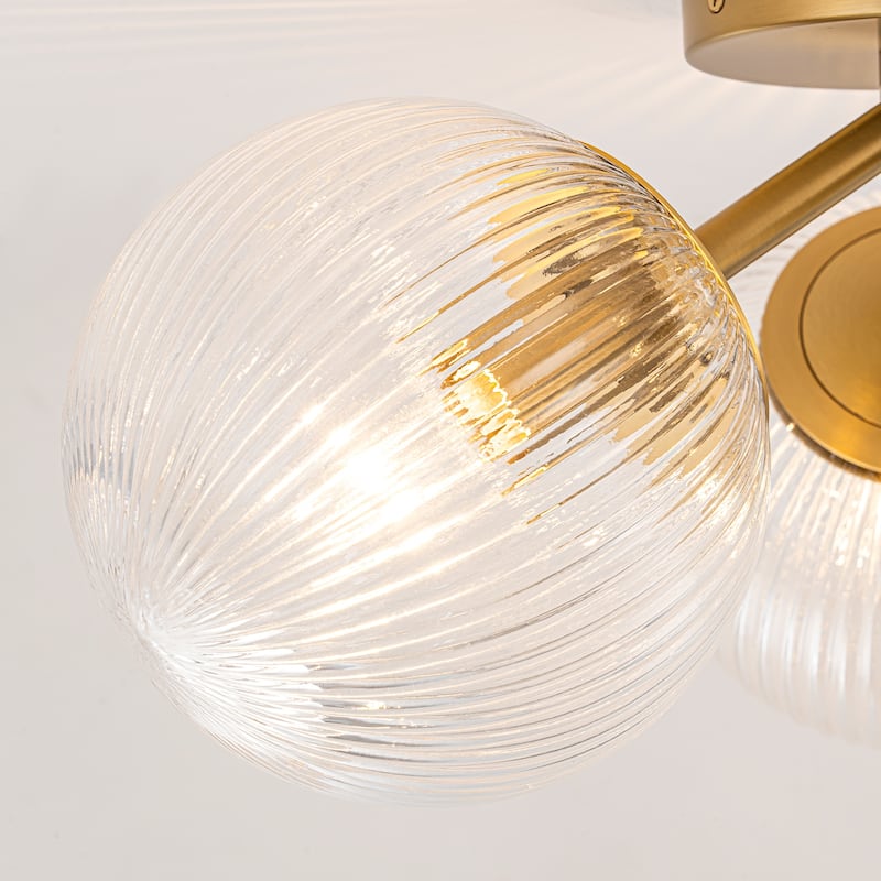 Modern 3-Light Semi Flush Mount With Opal Glass Shade