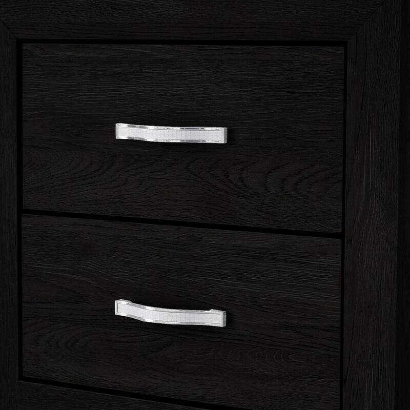 Black/Chrome 2 Drawer 21.6 in. W Nightstand with Sturdy Hardware and Ample Storage