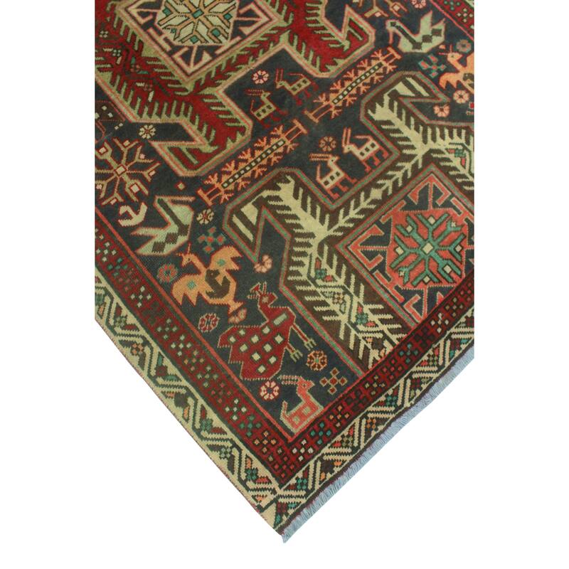 Fine Vintage Distressed Lynsey Charcoal/Red Runner - 3'8" x 8'10"
