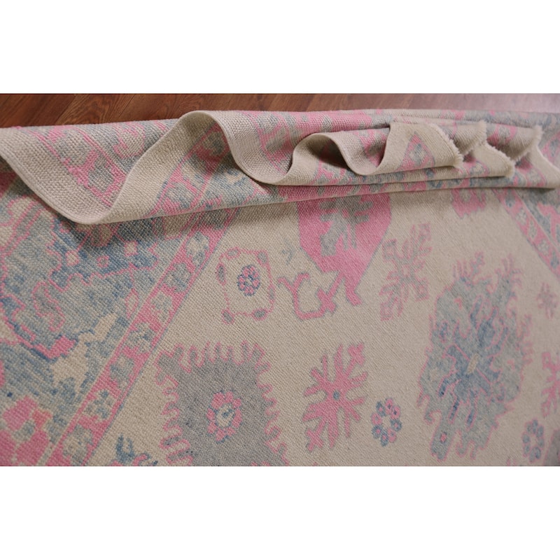 Hand Knotted Oriental 100% Wool Carpet Transitional All-Over Beige & Ivories Oushak Area Rug - 12' 4'' X 9' 0''