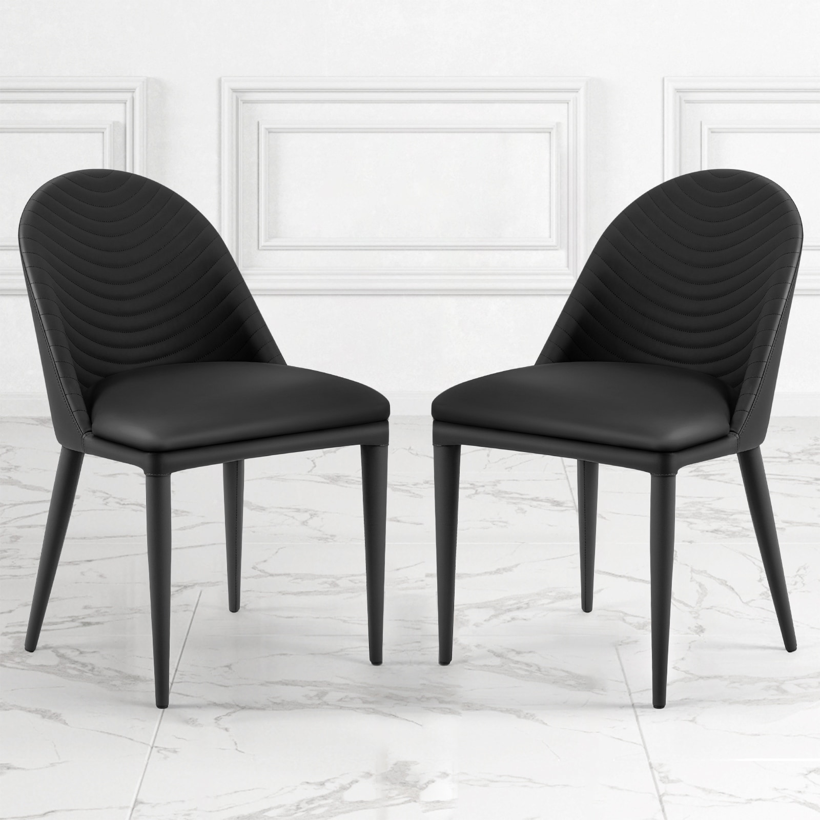 Fully Assembled Microfiber Leather Upholstered Dining Chairs Set