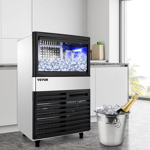 VEVOR 132LBS/24H Commercial Ice Maker Ice Cube Machine 39LBS Ice Storage 335W - 20"x17"x32.8"