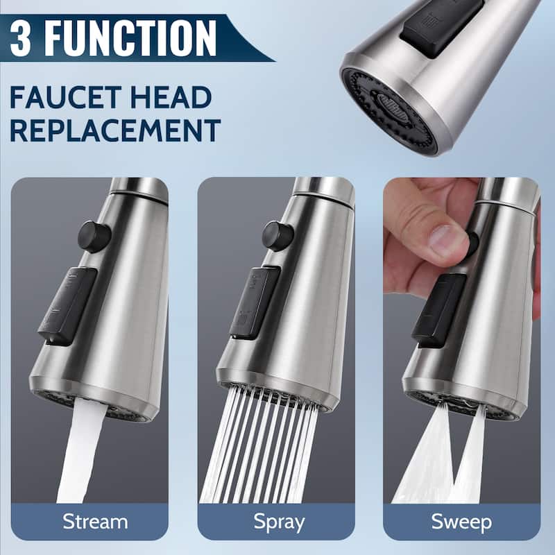 WOWOW Stainless Steel Kitchen Sprayer Head - 3 Modes with 9 Adapters
