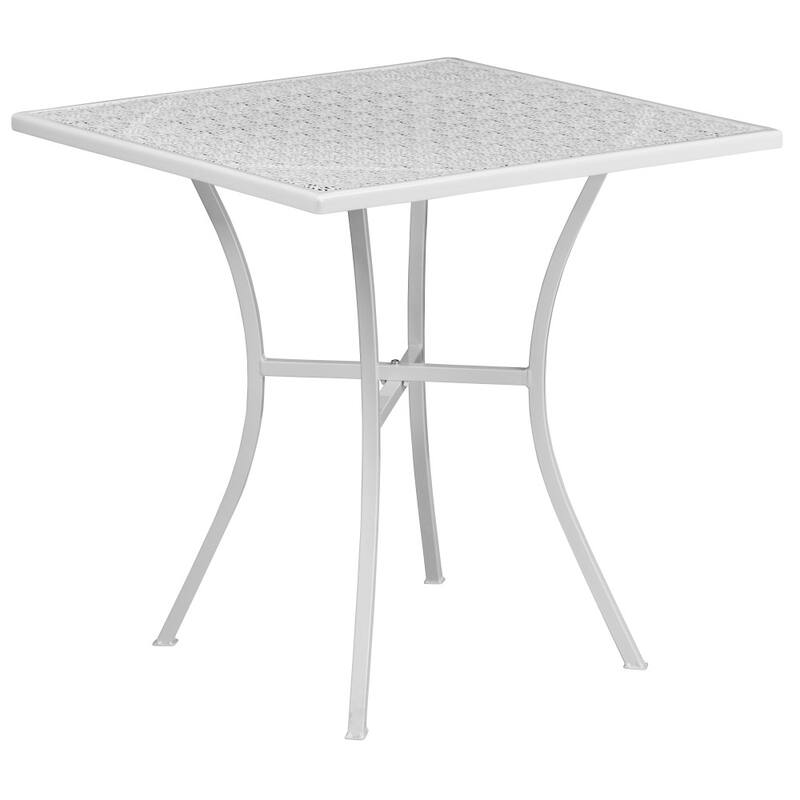 28'' Square Indoor-Outdoor Steel Patio Table Set with 2 Square Back Chairs