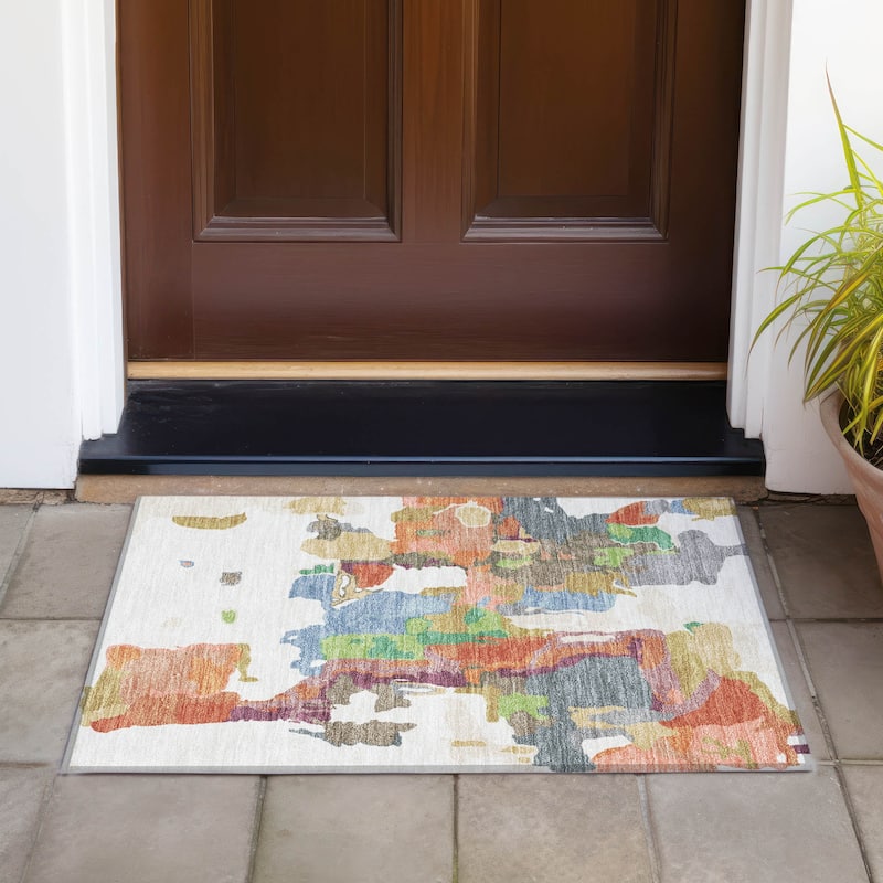 Machine Washable Indoor/ Outdoor Abstract Glam Chantille Rug