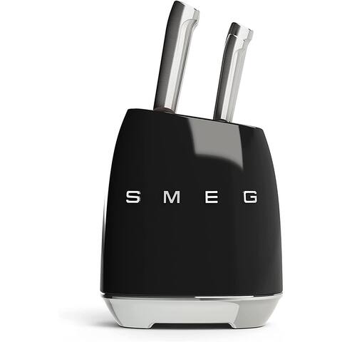 Smeg Black Stainless Steel Knife Block Set