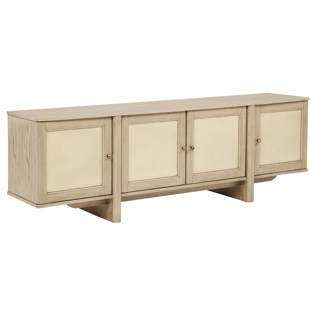 Kailani 79-inch 4-door Cane TV Stand Media Console Beige Oak - 79.00'' X 16.00'' X 26.25"