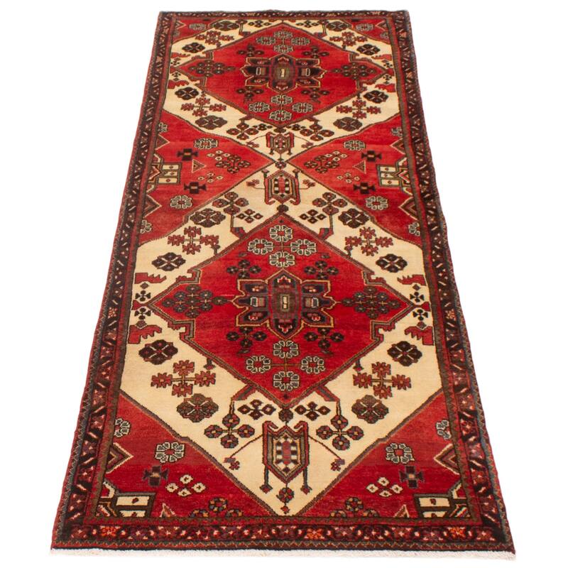 ECARPETGALLERY Hand-knotted Anadol Red Wool Rug - 3'5 x 9'7