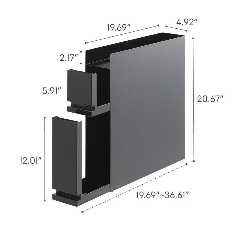 Yamazaki Home Two-Tier Sliding Drawer Seasoning Rack, Steel - L 19.69 x W 4.92 x H 20.67 inches