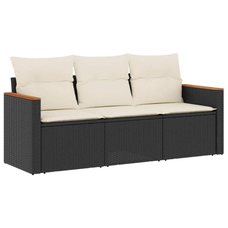 vidaXL Patio Sofa Set with Cushions Outdoor Conversation Furniture Poly Rattan