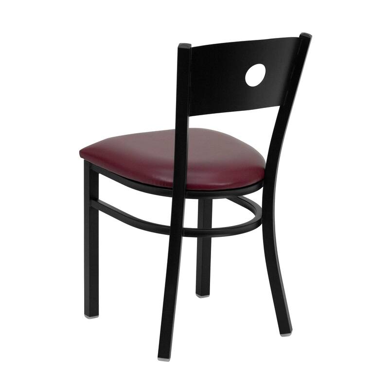 Black Circle Back Metal Restaurant Chair - 17.25"W x 20.25"D x 32.5"H