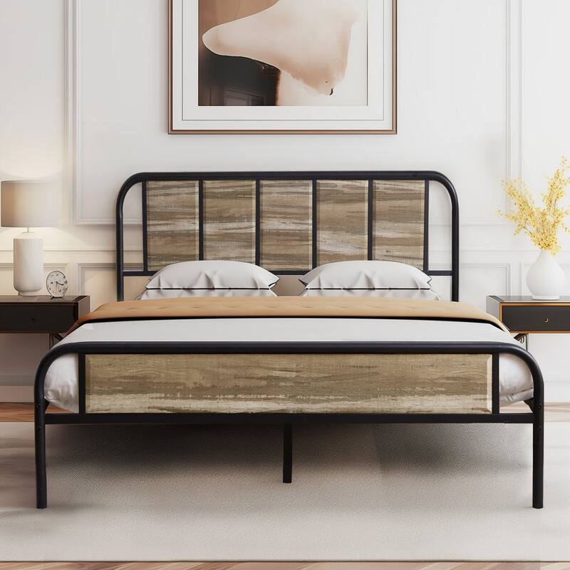 VECELO Platform Bed Frame with Wood Headboard,Twin/Full/Queen Size Bed