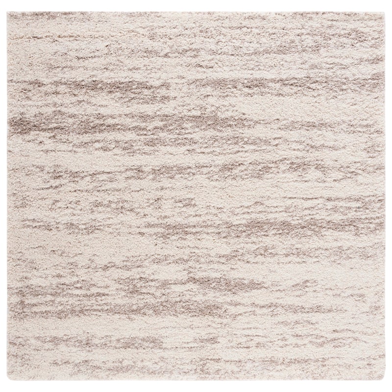 SAFAVIEH Hudson Shag Lulzime Modern Abstract 2-inch Thick Rug - 3' Square - Ivory/Beige - Square