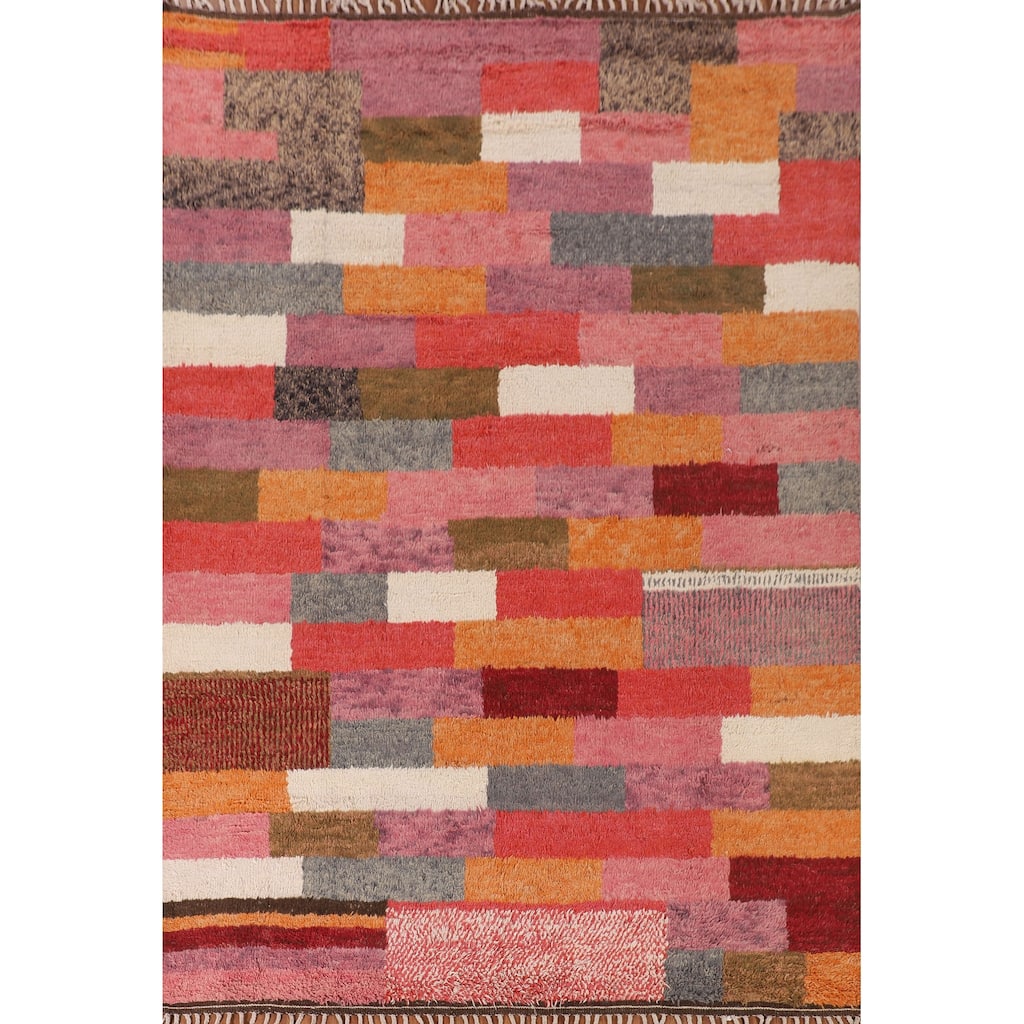 All-Over Plush Moroccan Area Rug Handmade Wool Carpet - 8'0" x 10'7"