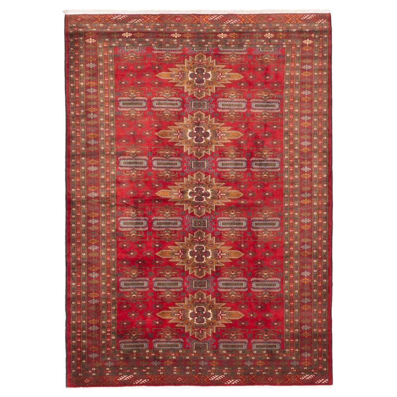 ECARPETGALLERY Hand-knotted Teimani Red Wool Rug - 6'9 x 9'5