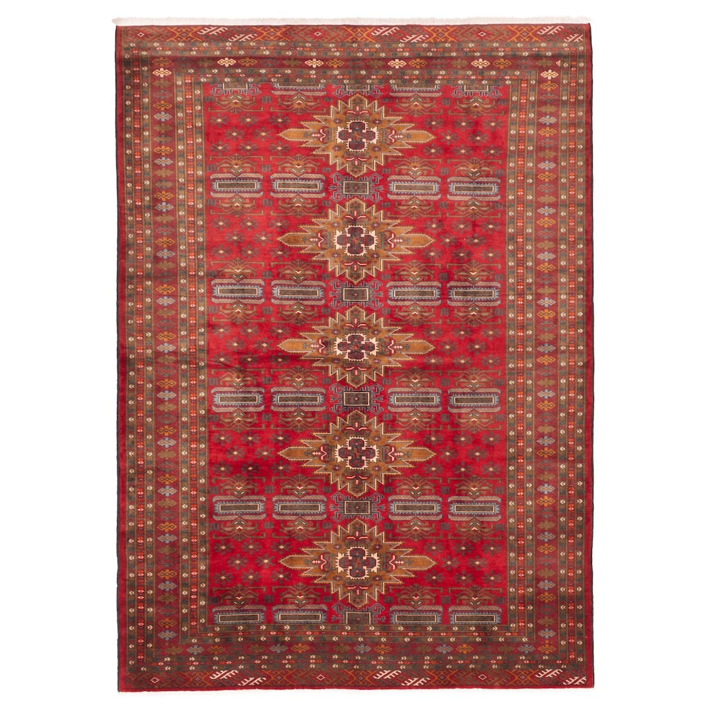 ECARPETGALLERY Hand-knotted Teimani Red Wool Rug - 6'9 x 9'5
