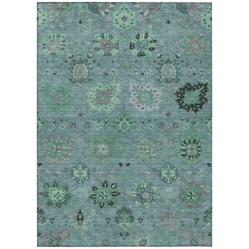 Machine Washable Indoor/ Outdoor Vintage Traditional Chantille Rug