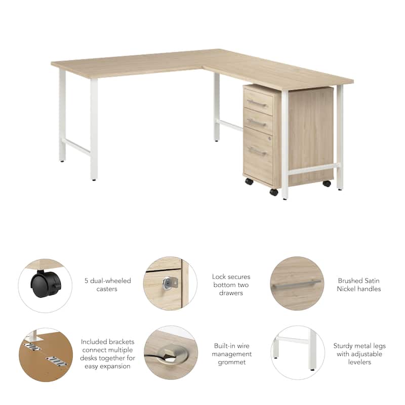 Bush Business Furniture Hustle 60W x 30D L Shaped Desk with Drawers
