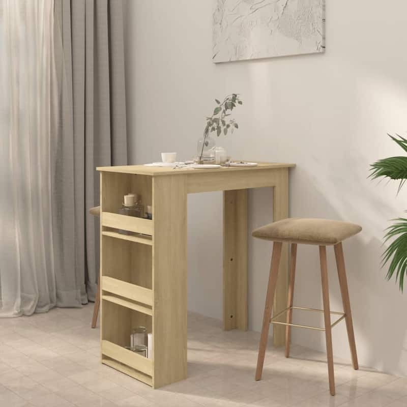 vidaXL Bar Table Kitchen Pub Bistro Table with Storage Rack Engineered Wood - 40.2" x 19.7" x 40.7"
