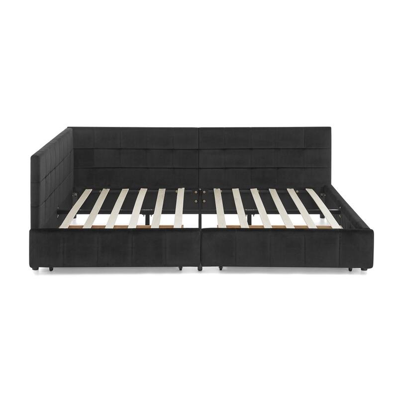 Bedroom Storage Upholstered Tufted DayBed With 2-Drawers