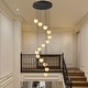 preview thumbnail 7 of 19, KAYLA Luxury 14-Light Alabaster Globe Chandelier in Vintage Copper Finish, Grand Pendant Light for Stairwells or Foyers - 138in