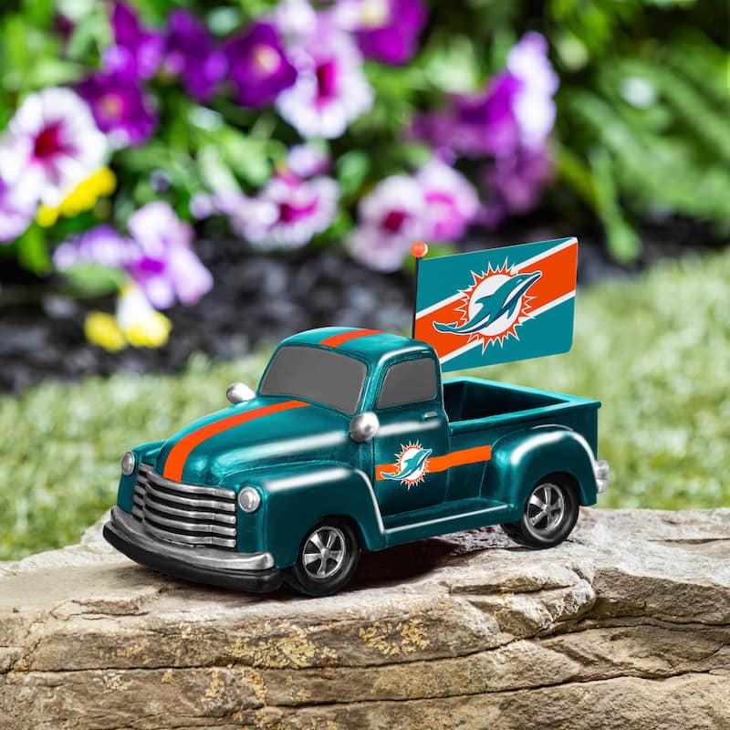 NFL Rally Truck Garden Statue with Team Flag - Miami Dolphins