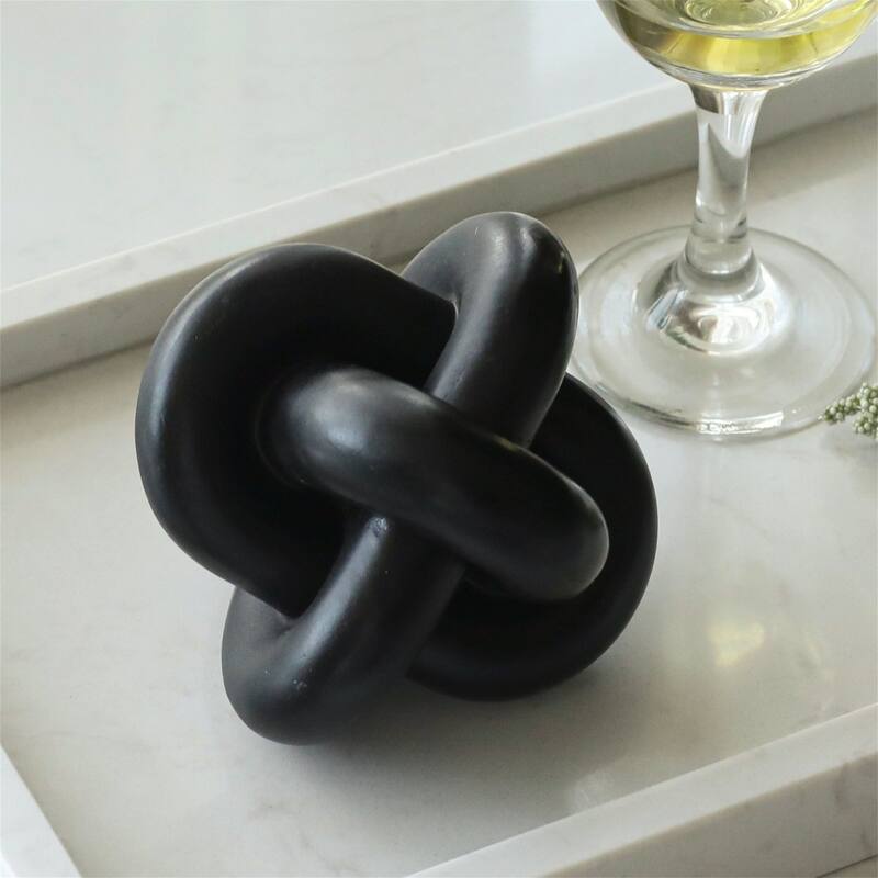Interlocking Chain Knot Sculpture - 4.5" - Black