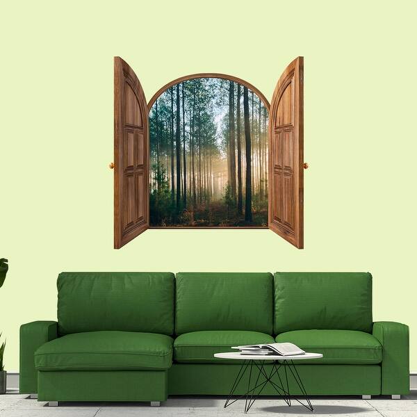 Shop Pine Tree Forest Decal 3d Window Frame Mural Overstock 31519677