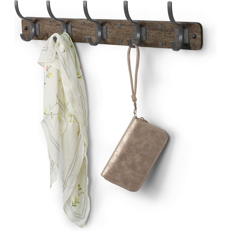 Richmond Wall Mount Wood Rack - 5 Hook