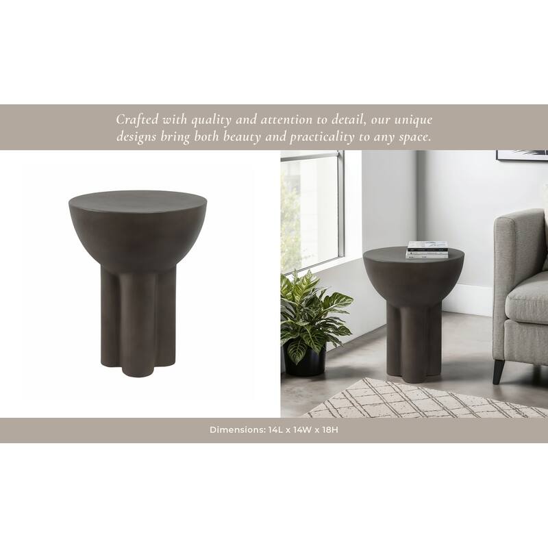 Pottery Cement Accent Table Modern Sculptural Design - 18" Gray - 14" x 14" x 18"