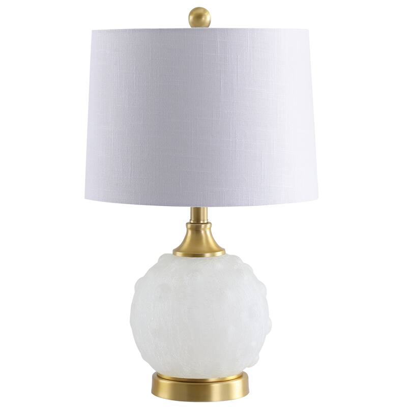 Ilsa 22" Dotted Glass/Metal LED Table Lamp, White/Brass Gold by JONATHAN Y