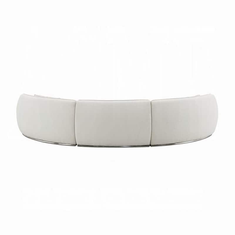 Sarah Sectional Sofa, 3 Pillows, Beige Boucle Fabric, Curved Shape
