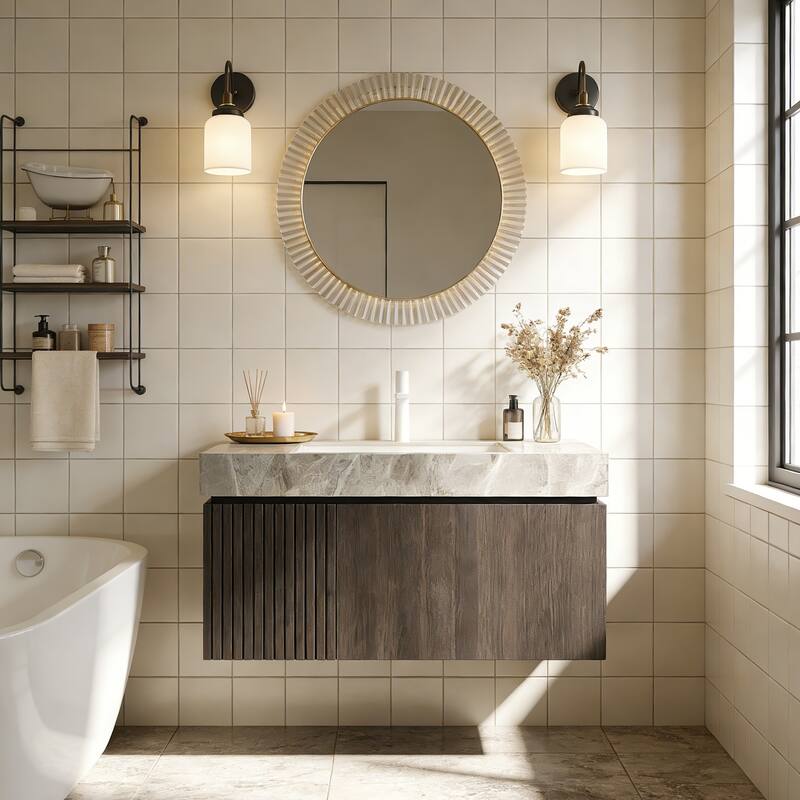 Floating Bathroom Vanity with 1 Pre-drilled Faucet Holes