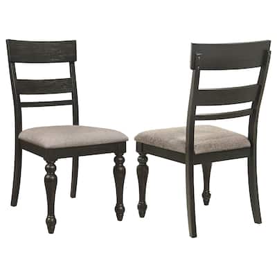 Bridget Charcoal Sandthrough Ladder Back Dining Side Chair (Set of 2)