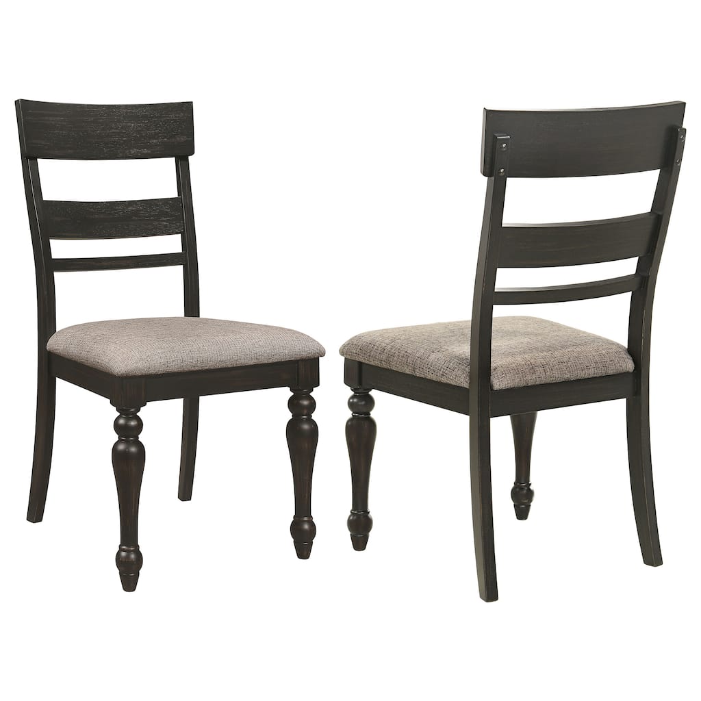 Bridget Charcoal Sandthrough Ladder Back Dining Side Chair (Set of 2)