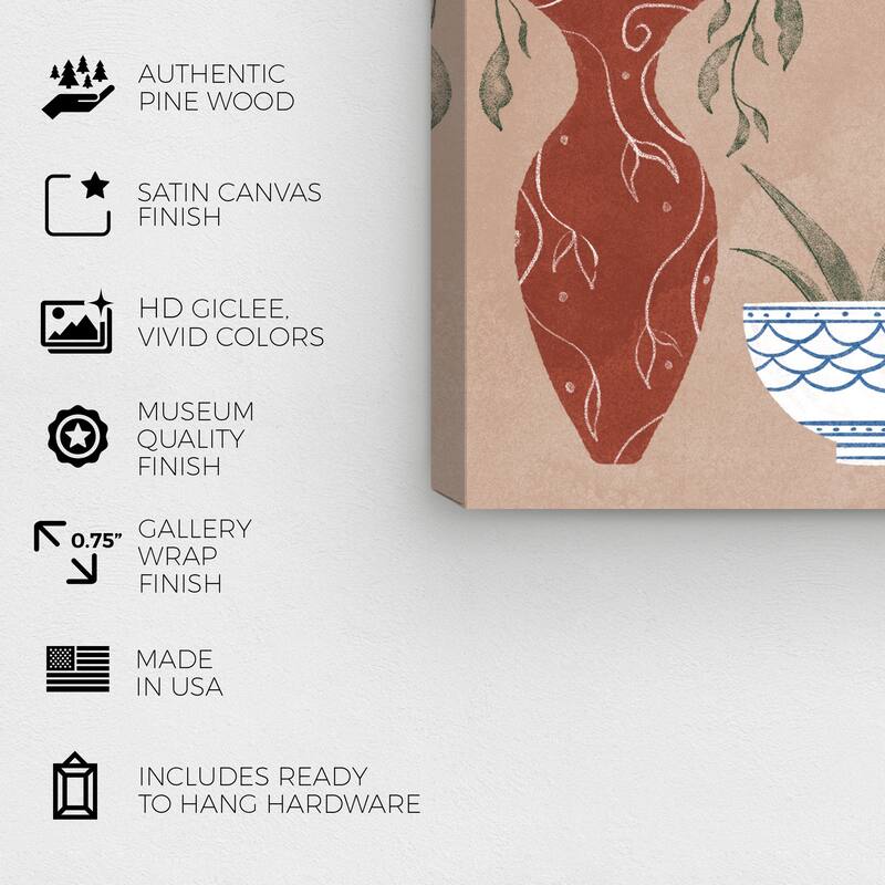 Wynwood Studio Canvas Floral and Botanical Her Favorite Pots Brown and Tan Rustic Wall Art Canvas Print