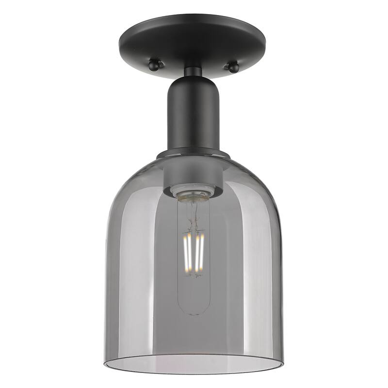 Innovations Lighting Endless Possibilities Arcadia - Bella - 1 Light 6" Semi-Flush Mount - Matte Black/Light Smoke