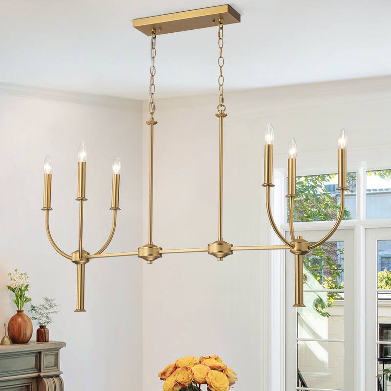 6-Light Farmhouse Large Candle Style Chandelier for Dining Room - W43.3" - W43.3"