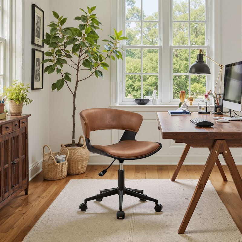 Art Leon Swivel and Height Adjustable Accent Desk Chair with Rolling