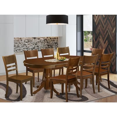 Kitchen Table Set with Dining Chairs - Wood Table & 6 Ladder Back Chairs - Modern Dinette Set