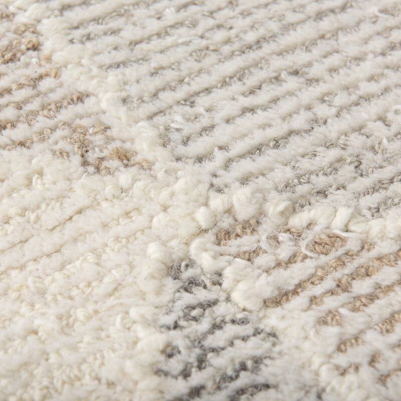 Kolt 5x8 Neutral Geometric Patterned Wool Area Rug - 96.0L x 60.0W x 1.0H - 96.0L x 60.0W x 1.0H