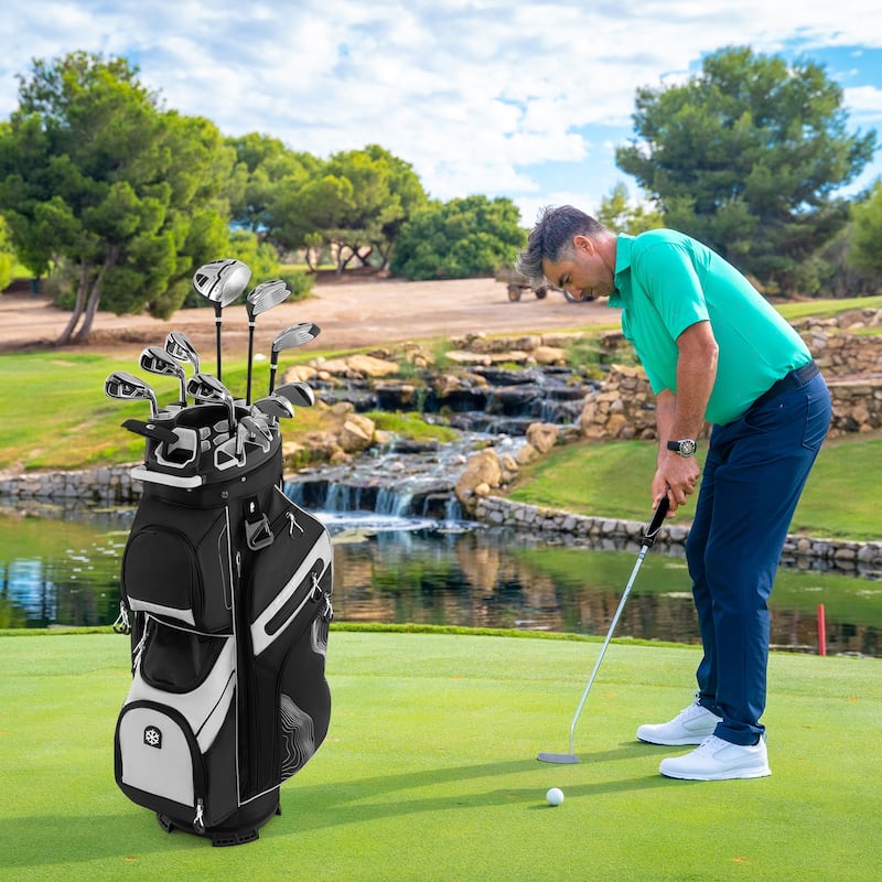 Gymax Golf Cart Bag Molded Lock Top Golf Bag w/14-Way Full Length