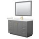 preview thumbnail 55 of 98, Miranda Single Vanity Set, Cultured Marble Top, 46-Inch Mirror 54-Inch Single - Dark Gray, Gold Trim, Carrara Cultured Marble Top