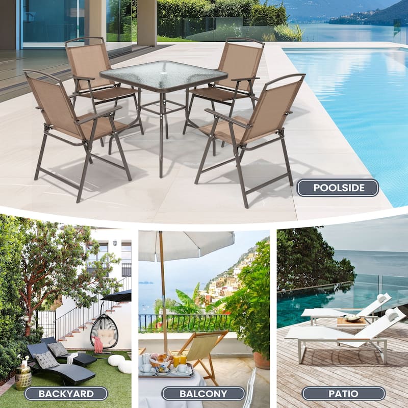 Pellebant Outdoor 5-piece Patio Dining Set with Folding Chairs