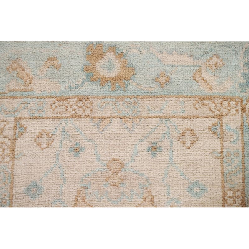Hand Knotted Oriental 100% Wool Carpet Transitional Geometric Peach Oushak Area Rug - 2' 10'' X 1' 11''