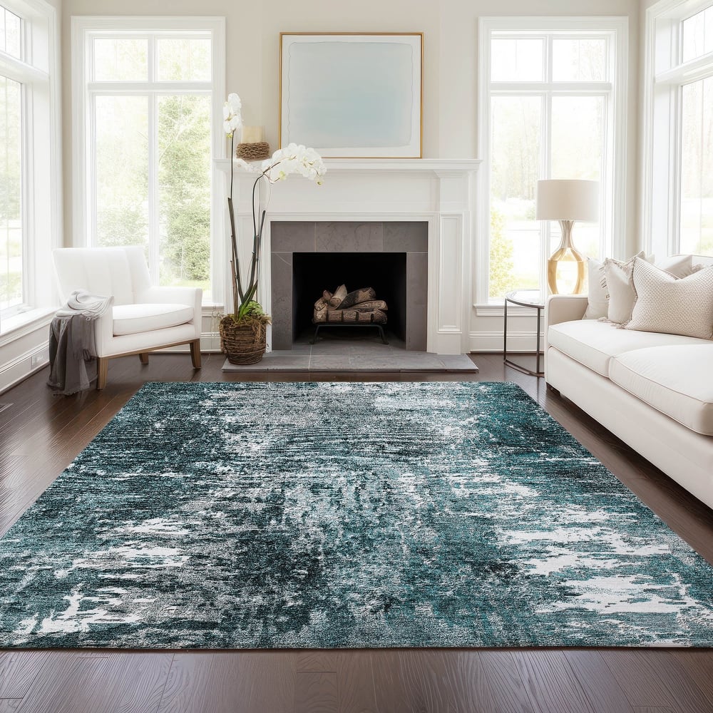 Machine Washable Indoor/ Outdoor Chantille Abstract Contemporry Rug