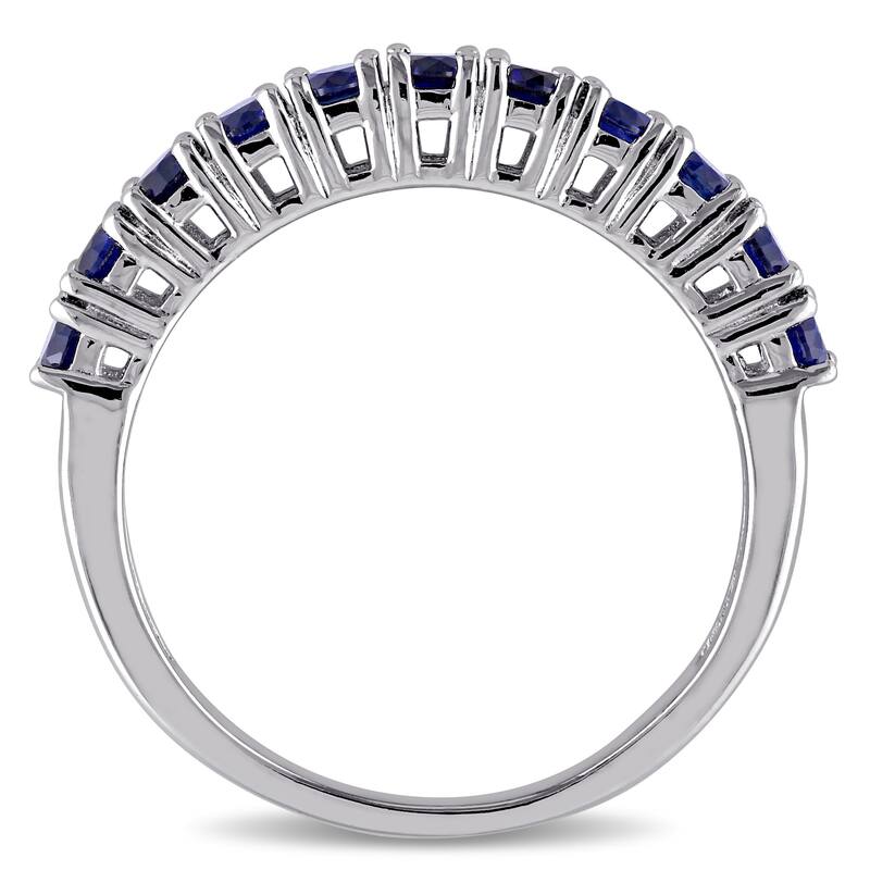 Miadora 1ct TGW Created Blue Sapphire Semi-Eternity Ring in Sterling Silver